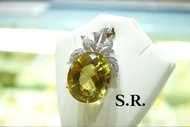 S.R. จี้ทองคำขาวพลอยเลมอนบลูน้ำหนัก 160 กะรัตเพชรน้ำ100 ขาวสวยไฟดี พร้อมใบรับรองสินค้า เคลือบทองคำขาวแท้100%