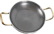MAGICLULU Stainless Steel Hong Style Honeycomb Griddle Thickened Seafood Crayfish Rice Pot Creative Double Ear Plate Pan (26cm) Frying Pan Honeycomb Fry Pan Honeycomb Pan Egg Wok