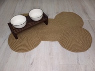 黃麻寵物地毯骨形餐墊或抓撓狗貓墊支架狗貓餵食器