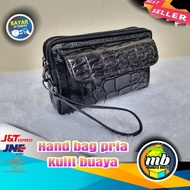 Tas Tangan Pria Handbag Kulit Buaya Simpel Keren Mahkota Kulit Merauke