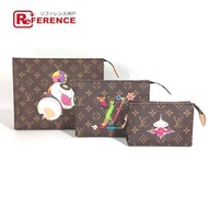 LOUIS VUITTONRFIC Monogram LV×TM 村上隆熊貓三重奏 Poche 化妝手拿包