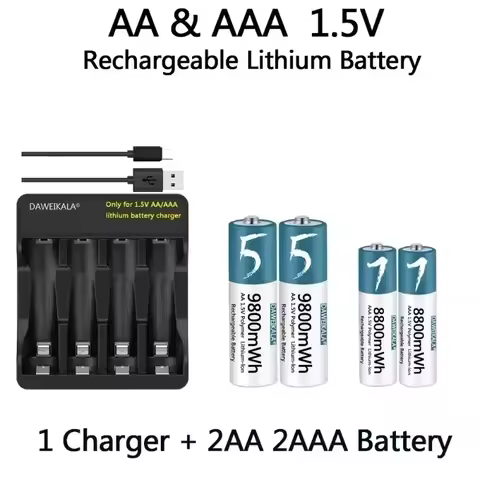 100% Original AA9800mAh AAA8800mAh Battery 1.5V Rechargeable Polymer Lithium-ion Battery 1.5V AA/AAA