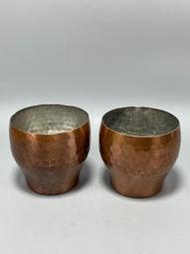 外國銅杯子，銅啤酒杯，手打錘紋銅咖啡杯，重177克，品相如圖1637