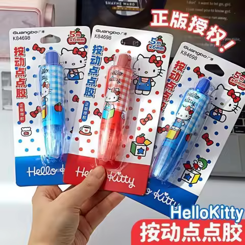 Sanrio Hello Kitty Push Type Dot Glue Pen Cute Student Stationery Adhesive Tape Double Sided Glue St