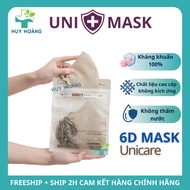 Khẩu Trang 6D Unicare Thùng 500 cái Cao Cấp Co Dãn Thoải Mái kháng khuẩn dành cho người lớn