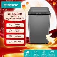 Hisense 10.5kg Top Load Washing Machine /AI Wash /Power Soak /Tub Clean/Child lock/ Grey - WT105GE30