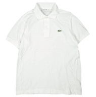 LACOSTE經典款 Logo 刺繡珠地 Polo 衫，L1212A 碼，2 碼，白色，短袖上衣（二手）[LACOSTE]