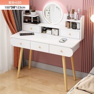 Dressing Table Set Round Led Light Warm White Mirror Drawer 2 Sliding Cosmetic Desk Makeup Dressing 
