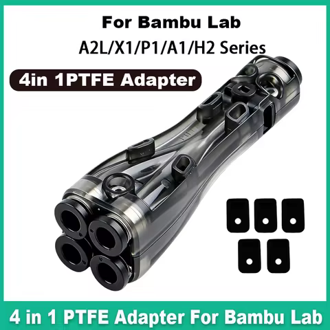 4 in 1 PTFE Adapter for Bambu Lab A2L/H2C/H2D/H2S/P1S/P1P/X1C/A1/A1 MINI Connector 4 Feeder Modules 