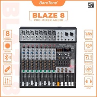 BareTone BLAZE 8 Audio Mixer - Professional Mixer 8 channel - Black - Black