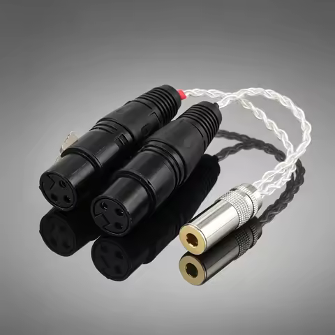 8 Core Silver Plated 4.4mm Balanced Female to Dual 3 Pin XLR Female Audio Adapter HiFi Audiophile fo