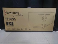 34" Viewpoint K34WQC WQHD Ultrawide Curved 165hz Monitor Bnew