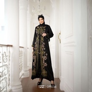 SARAZA Morocco Dress - Elegant Luxury Black Abaya for Women, Royal Shabby Chic Santorini Silk Embroi