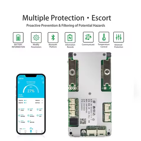 JBD Smart BMS 3S 4S LiFePo4 12V 20A 30A 50A 80A JBDBMS BT APP LFP NMC Battery Management System With