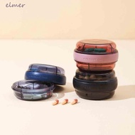 ELMER Weekly Pill Case, Waterproof Double-deck Mini Medicine Box, Mini Dustproof Round Durable Pill Container Organizer Jewelry Box