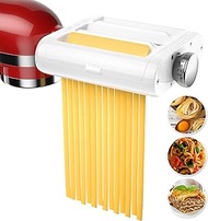 Pasta Maker 3-in-1 Attachment for KitchenAid Stand Mixers, Including Fettuccine and Spaghetti Cutter, Pasta Sheet Roller, Pasta Maker Accessories and Cleaning Brush