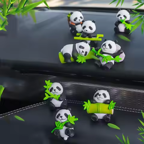 8pcs Garden Decor Resin Miniature Panda Figurines Lifelike Cartoon Panda Ornament Handmade Cute Anim