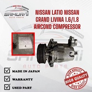 NISSAN LATIO NISSAN GRAND LIVINA 1.6/1.8 AIRCOND COMPRESSOR USED JAPAN HALFCUT