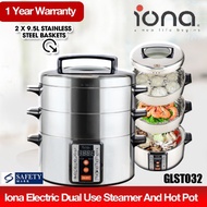 Iona Electric Dual Use Steamer And Hot Pot - GLST032 (1 Year Warranty)