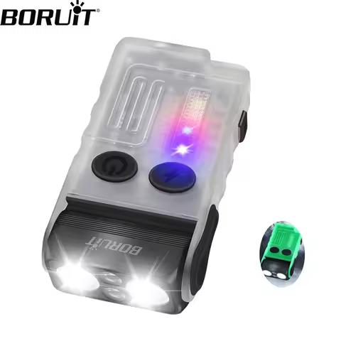 BORUiT V20 Keychain EDC LED Flashlight Head Swivels Type-C Rechargeable Magnet Torch Buzzer Work Lig