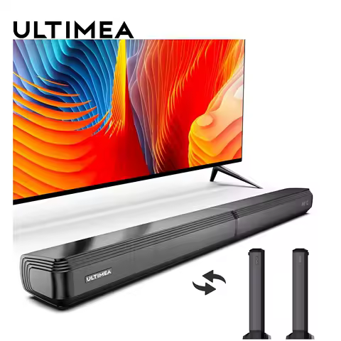 ULTIMEA 2.2ch Soundbar for TV, Peak Power 100W, 2-in-1 Detachable Bluetooth 5.3 Soundbar for TV, 3 E