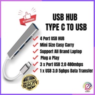 EZNET USB Hub USB C Type C To USB Port Extension 3.0 2.0 4 Port Splitter For Laptop Computer