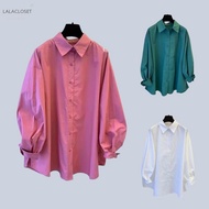 Pink shirt chic top French retro Style long sleeve blouse loose blouse long sleeves baju muslimah labuh baju blouse wanita blause muslimah blouse women blouse Korean style