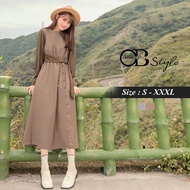 OB DESIGN ★ CONTRAST COLOR PATCHED ELASTIC WAIST MAXI DRESS ★ 2 COLOR ★ S-XXXL SIZE ★ PLUS SIZE