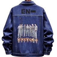 JAKET enhypen chibi JEANS JAKET engene BAHAN JEANS WASH TEBAL DUA WARNA jaket jeans enhypen persona