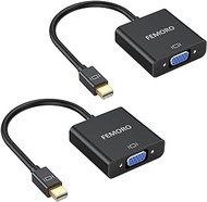 FEMORO Mini DisplayPort to VGA Adapter 2 Pack, Mini Display Port DP to VGA Cable Converter Male to Female (Thunderbolt and Thunderbolt 2 Port Compatible) Black