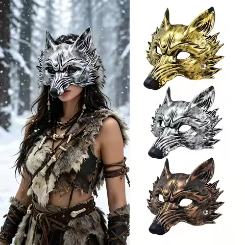 Vintage Wild Fox Half Face Mask Soft Skin-Friendly Silicone Party Mask for Halloween Medieval Renais