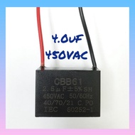 CBB61 Fan Capacitor 4uF 450VAC Square type