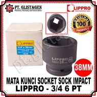 MATA LIPPRO 5100M Black Impact Socket Bit 3/4" 6 PT 38MM Children's Eye Sock Socket Impact Black 6PT