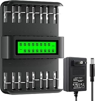 Battery Charger for AA AAA C D Battery,16 Bays LCD Screen Battery Charger for 1.2V AA AAA C D Batter