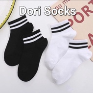 [Dori Socks]--buy 5 Get 1 Free] Combo of Black And White Korean Low-Necked Plaid Socks For Both Men And Women, 100% High Quality cotton, Stretchy