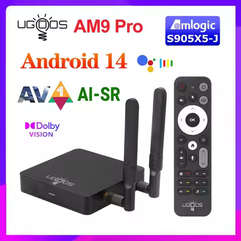 UGOOS AM9 PRO TV BOX Android 14.0 Media Player Amlogic S905X5-J LPDDR5 Supoprt AI-SR 4K HDR WiFi6 BT