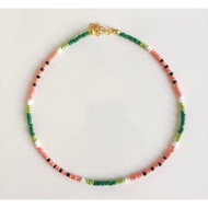 Watermelon Beads Necklace Fruit Necklace Boho Bohemian Choker