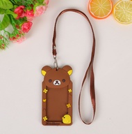 Cute cartoon silcon kids bus Ezlink card holder with lanyard