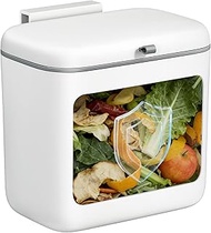 CTIME Kitchen Compost Bin 2.6 Gallon, Hanging Small Trash Can for Countertop or Under Sink, Indoor F