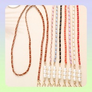 Pearl chain with leather crossbody chain、mobile phone lanyard、mobile phone strap、cell phone strap、la