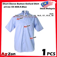 Blue Short Sleeve Button Oxford Shirt Button Baju Pendek Biru Blue Short Button Oxford Shirt