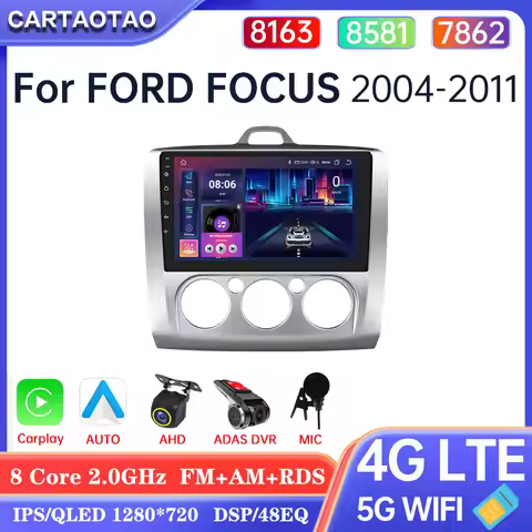 For Ford Focus 2 3 Mk2 Mk3 2004-2011 Android 12 Car Radio GPS Navigation Multimedia Video Player Car