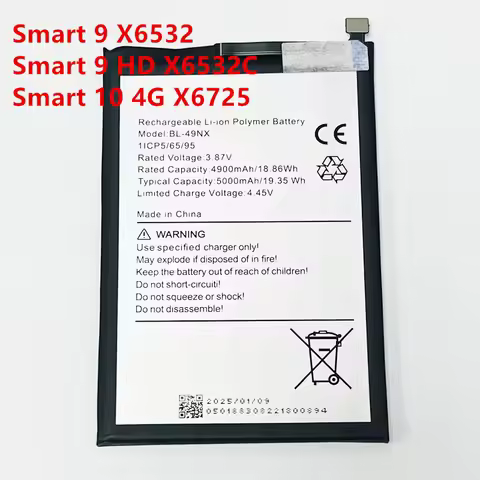 5000mAh BL-49NX For Infinix Smart 7/Smart 7 HD/Smart 8/Smart 8 Pro/Smart 9/Smart 9 HD/Smart 10 4G/Ho