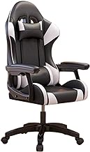 YVYKFZD Gaming Chair, PU Leather Office Chair with Headrest, Ergonomic Computer Chair Adjustable Height, 360° Swivel Desk Chair, Supports 385 lbs (Color : Black)