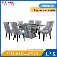 Livy Marble Dining Set/ Marble Dining Table/ Meja Makan 6 Kerusi/ Meja Makan Marble/ Meja Makan Set