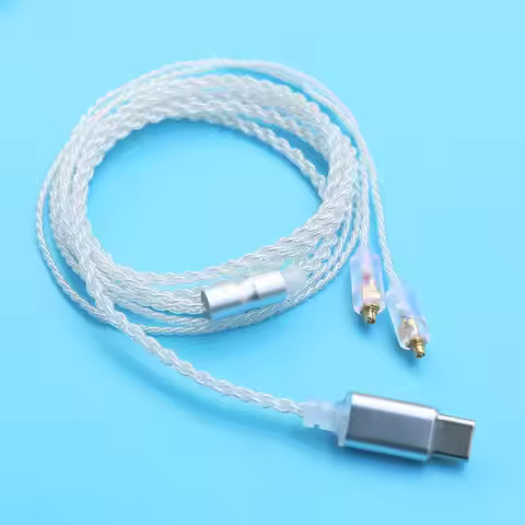 Type C MMCX Headphones Cable 4 Strand OFC Silver Plated Headphones MMCX Cable