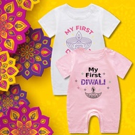 MY First Diwali Print Newborn Jumpsuit Baby Jumpsuit Toddler Clothes Cute Baby Boxer Romper Deepaval