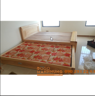 Giường tầng kéo gỗ sồi tiết kiệm không gian nhiều kích thước (1m6x2m và 1m8x2m)