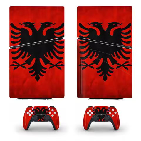 Albania National Flat PS5 Slim Disc Skin Sticker Decal Cover for Console and 2 Controllers New PS5 S