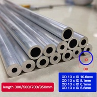 Aluminum tube OD 13mm pipe Outer diameter 13mm Straight 300mm 500mm 700mm 950mm length High Quality 